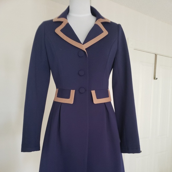 NWT JULIE BROWN NAVY PEACOAT SIZE PETITE - Picture 1 of 8